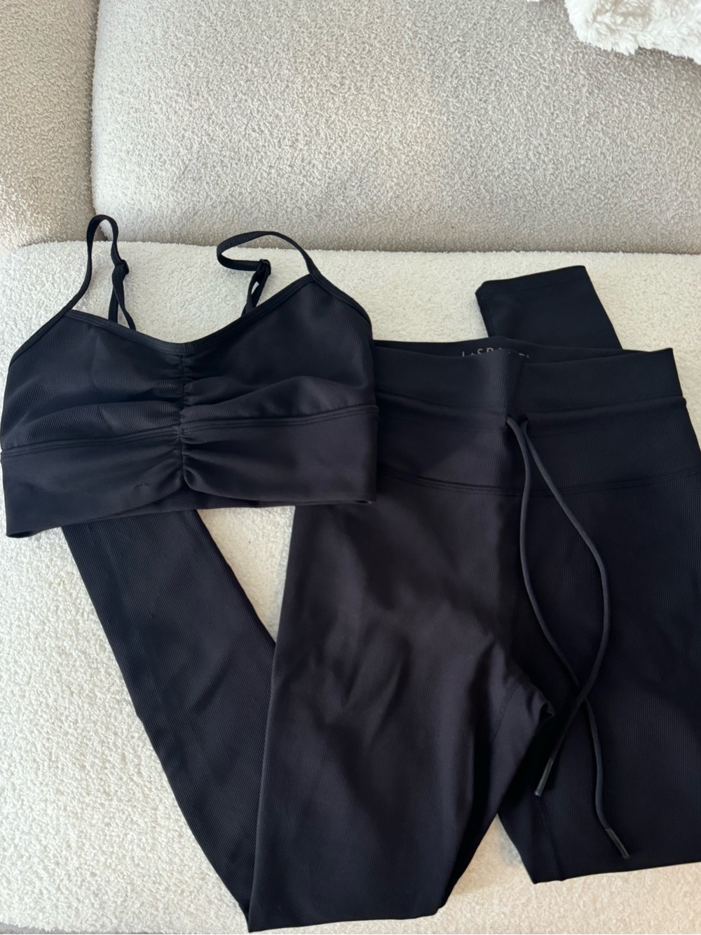 l*space Black High-Waist Leggings with Matching Ruched Sports Bra